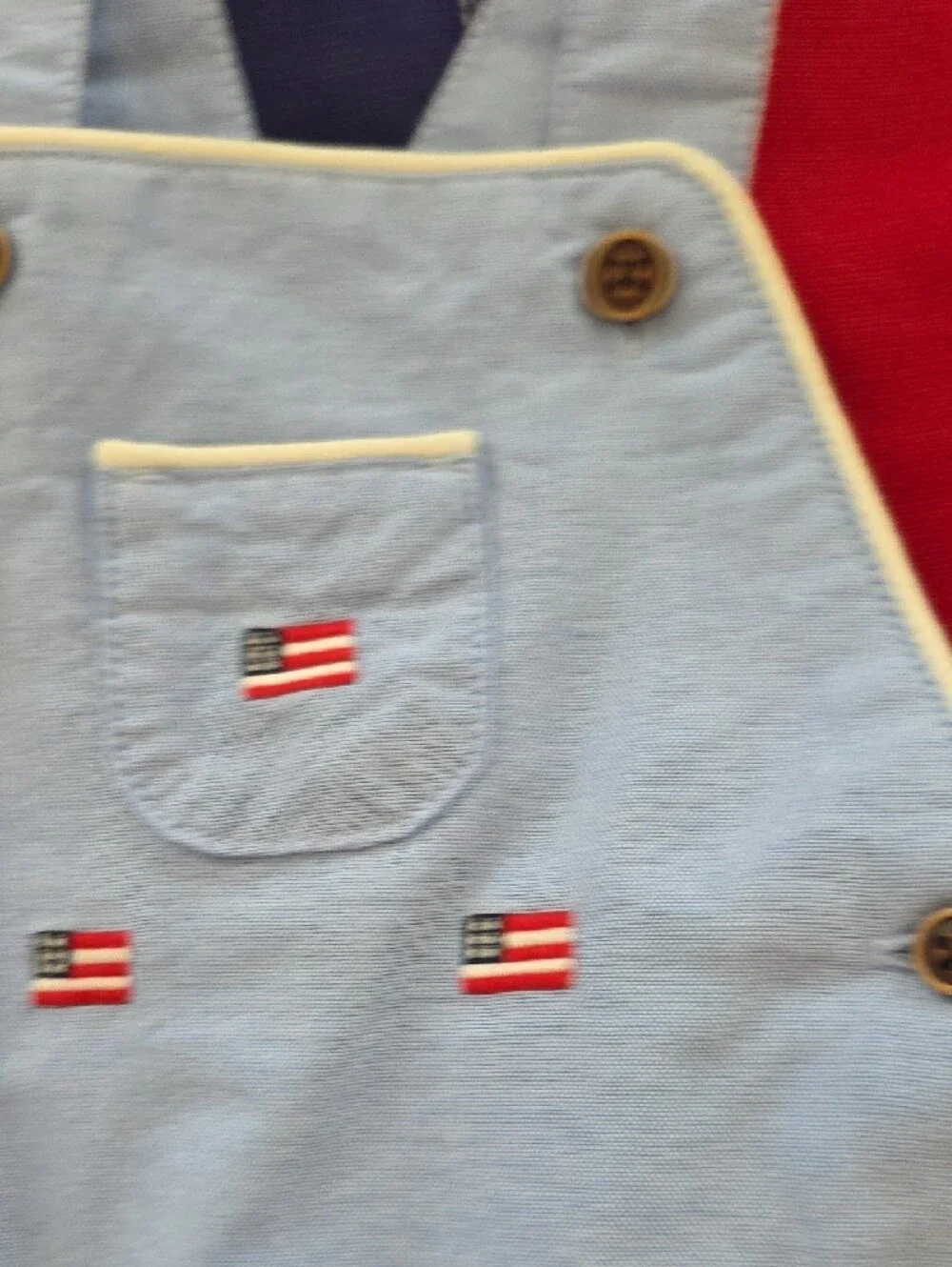 Jack by BB Dakota Light Blue Embroidered Flag Overalls